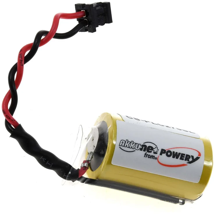 Powery SPS-Lithiumbatterie kompatibel mit Toshiba Typ R88A-BAT02W, 3,6V 1000mAh LiSOCl2, schwarzer Stecker