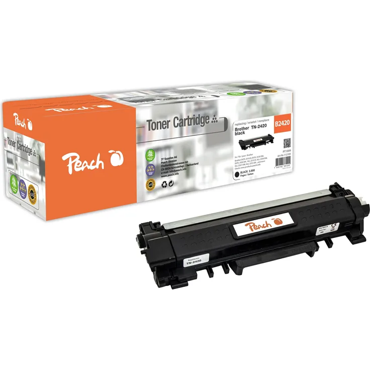 Peach Toner Brother TN-2420, umweltfreundliches Recycling-Modul, Schwarz (BK), XL Füllmenge
