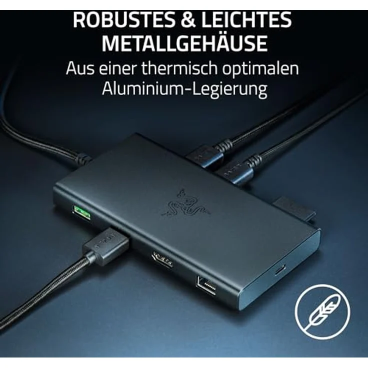 Razer USB-C Dock - 11 Anschlüsse mit HDMI, Gigabit-Ethernet, 3,5mm-Audio-Anschluss, USB-A & -C, kompatibel mit Windows und Mac (Bildschirm-Ausgabe mit 4K, 7.1 Surround Sound) Schwarz – Bild 5
