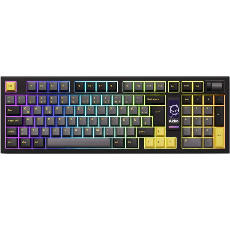 Akko 5098B Plus Gaming Tastatur, Schwarz und Gold, kabelgebunden mit Display, 100%-Format, QWERTY