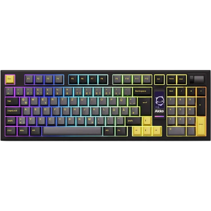 Akko 5098B Plus Gaming Tastatur, Schwarz und Gold, kabelgebunden mit Display, 100%-Format, QWERTY