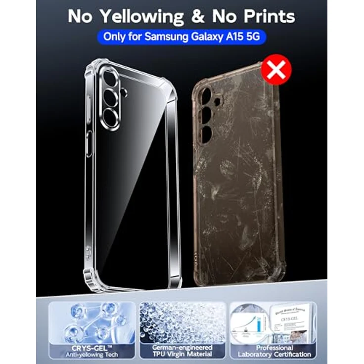 LeYi Hülle für Samsung Galaxy A15 4G/5G, Transparente TPU Silikon Schutzhülle mit 2 Schutzfolien, Stoßfest, Dünn, Kameraschutz, Herzmotiv – Bild 5