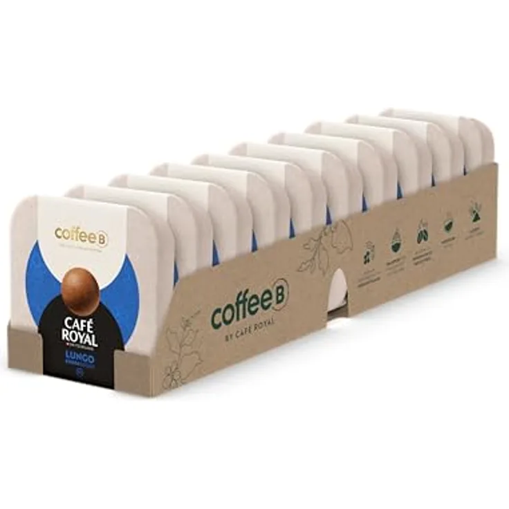 CoffeeB by Café Royal Lungo Kaffee Balls, 10x9 Stück, 100% kompostierbar, Rainforest Alliance, für CoffeeB-Kaffeemaschine