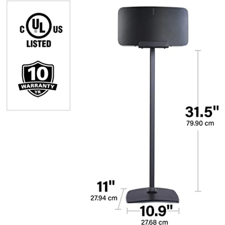 Sanus WSS52-B2 (schwarz) Kabelloser Lautsprecherständer für Sonos Five und Play: 5 - Stabiler Aluminiumständer mit sicherer Passform und Tippschutz – Bild 3