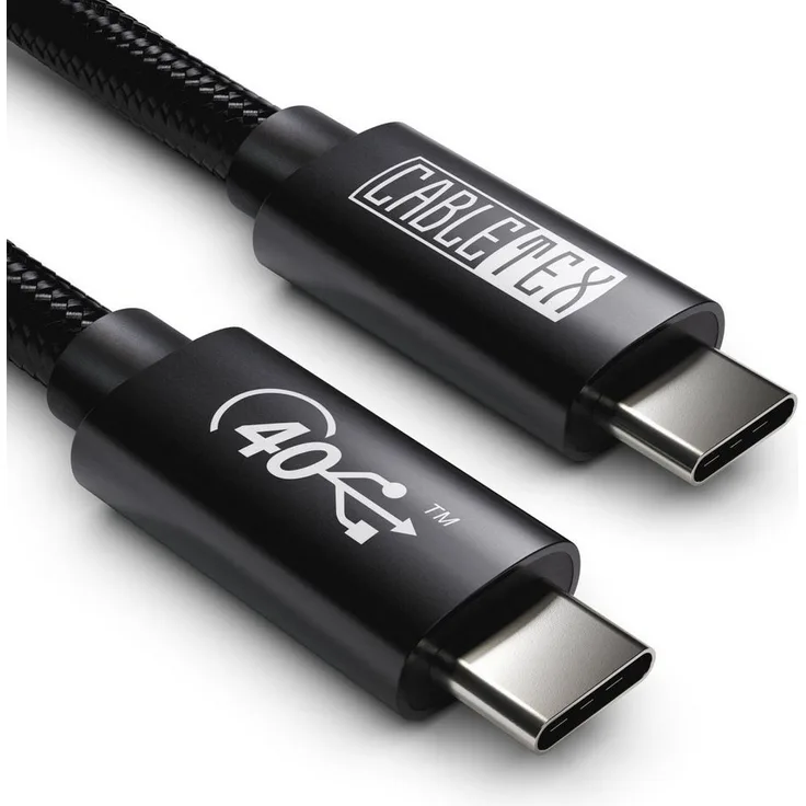 CABLETEX USB 4 Typ C 8K Monitorkabel, 100 Watt, 40 Gbit/s, 200 cm, PowerDelivery-100W, für Audio- & Videoübertragung