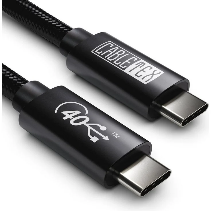 CABLETEX USB 4 Typ C 8K Monitorkabel, 100 Watt, 40 Gbit/s, 200 cm, PowerDelivery-100W, für Audio- & Videoübertragung