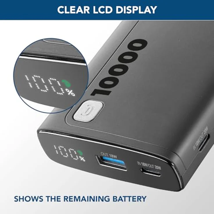Cellularline Power Bank Elite 10000 PD Black - 10.000 mAh, 72 Stunden Ladezeit, 3 USB-Anschlüsse, LCD-Display – Bild 4