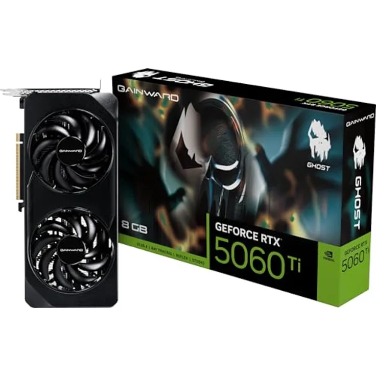 Gainward GeForce RTX 5060 Ti Ghost 8GB, Grafikkarte mit DLSS 4 und Real-Time Ray Tracing, 8 GB GDDR7 Speicher