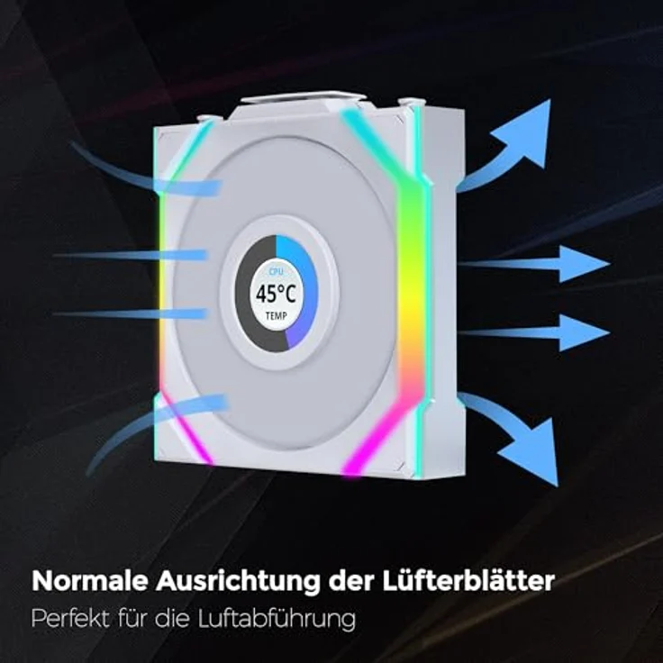 Lian Li UNI FAN SL Wireless LCD Lüfter, ARGB, PWM - 120 mm, weiß - Leistungsstarker Gehäuselüfter mit kabelloser Synchronisation – Bild 2