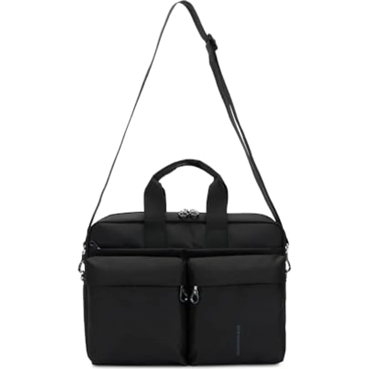 Mandarina Duck MD20 Briefcase, Notebooktasche für 15" Laptops, Schwarz, mit gepolstertem Laptop- und Tabletfach, Trolleyhalterung – Bild 1