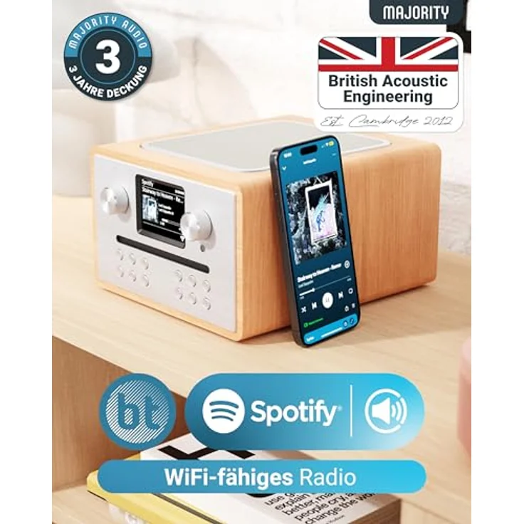 Majority Homerton Internetradio WLAN mit CD-Player, DAB+, UKW, Bluetooth, Farbdisplay und Fernbedienung – Bild 3