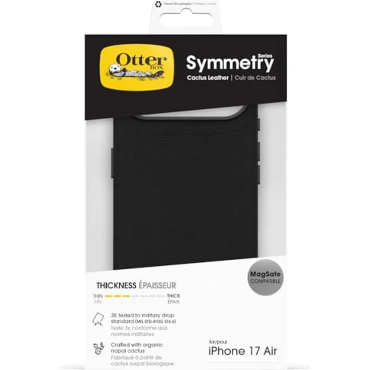 OtterBox Symmetry Cactus Leather Camera Control Hülle für Apple iPhone Air, Schwarz, mit MagSafe-Funktion und fallsicher bis 1,22 Meter – Bild 5