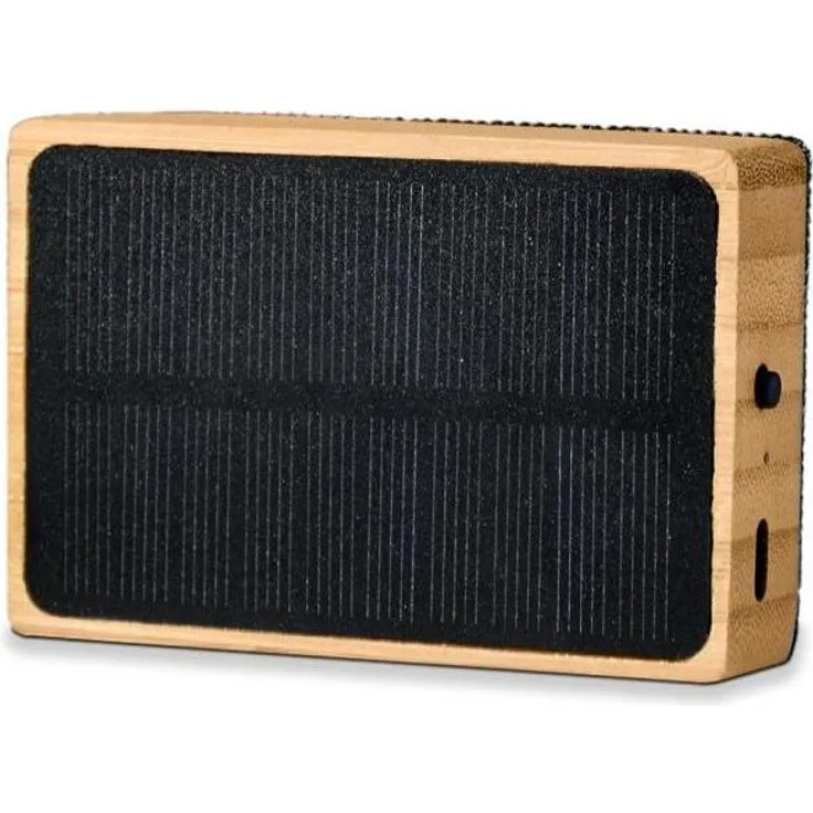 Mikamax Solar Bamboo Speaker, Bluetooth Lautsprecher mit Solarladefunktion und umweltfreundlichem Bambus-Gehäuse, Braun