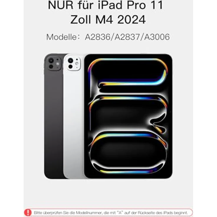 Inateck Magnetische Tastatur Hülle für iPad Pro 11 Zoll 2024 (M4), Freitragender Ständer, 7-farbige Hintergrundbeleuchtung, mit Trackpad und Hotkeys, KB09119 – Bild 2