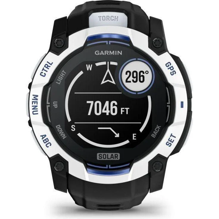 Garmin Instinct 3, Smartwatch 50 mm, Supernova Edition, Solar, Whitestone/Black – Bild 1