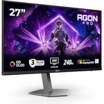 AOC Agon Pro AG276UZD, 27 Zoll UHD OLED Gaming-Monitor mit 240 Hz, 0,03 ms Reaktionszeit, FreeSync Premium Pro, G-Sync kompatibel, Höhenverstellung, HDR400, schwarz