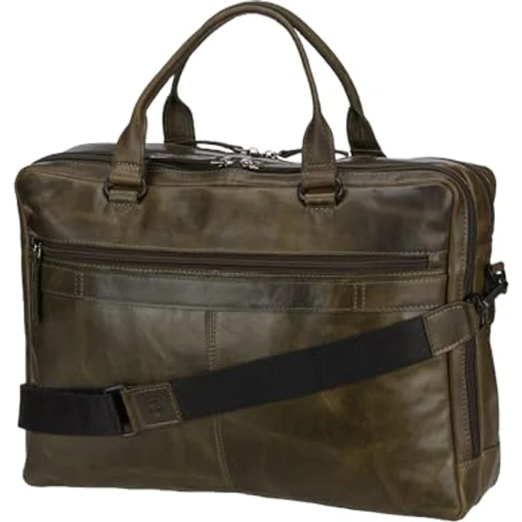Greenburry Newport Aktentasche, 100% Leder mit Laptopfach für 43 cm, oliv – Bild 2
