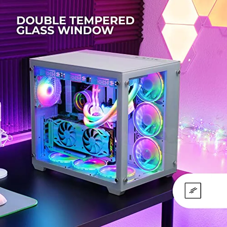 Mars Gaming MCV3 Weiß, Custom XXL E-ATX Gaming Tower, Front und Seitenfenster Gehärtetem Glas, Dual Chamber Modular Frame – Bild 2