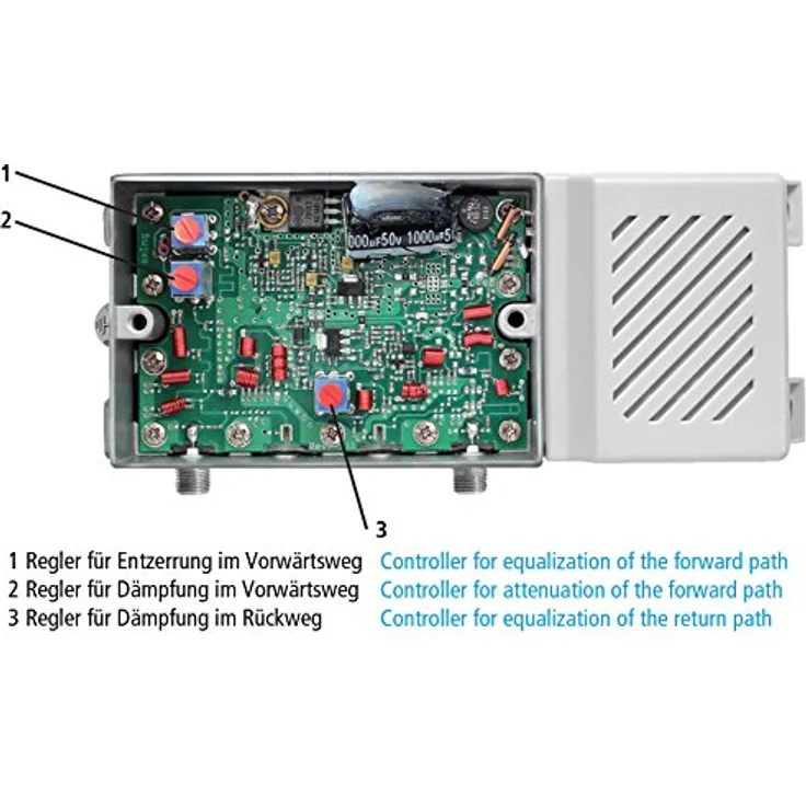 Axing BVS 13-69N Hausanschluss-Verstärker 30dB aktiver Rückkanal 5-65 MHz (1006 MHz, 100dBµV) Silber – Bild 3