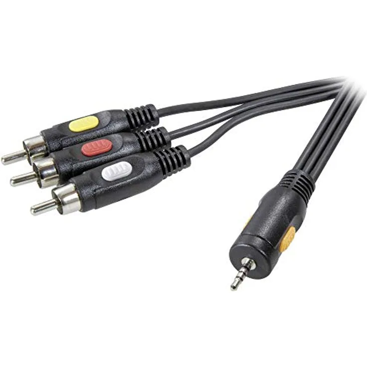 SpeaKa Professional Klinke/Composite Cinch AV Anschlusskabel [1x Klinkenstecker 2.5 mm - 3X Cinch-Stecker] 2.50 m Sch