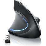 CSL ergonomische Maus (Bluetooth, Funk, Vertikal, optisch, kabellos, 2,4 Ghz, Armschonend, bis 2400 dpi) - CSL ergonomische USB Linkshänder-Vertikal-Maus, schwarz (matt)
