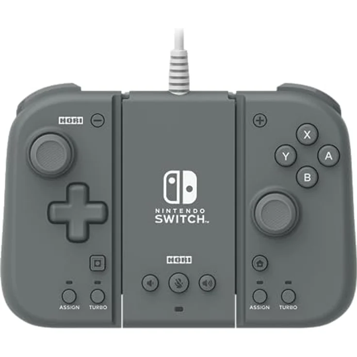 HORI Split Pad Compact Adapter Set (Schiefergrau) für Nintendo Switch/OLED - Ergonomischer Controller für den tragbaren Handheld-Modus in Grau mit kabelgebundenem Adapter - Offiziell Lizenziert – Bild 2