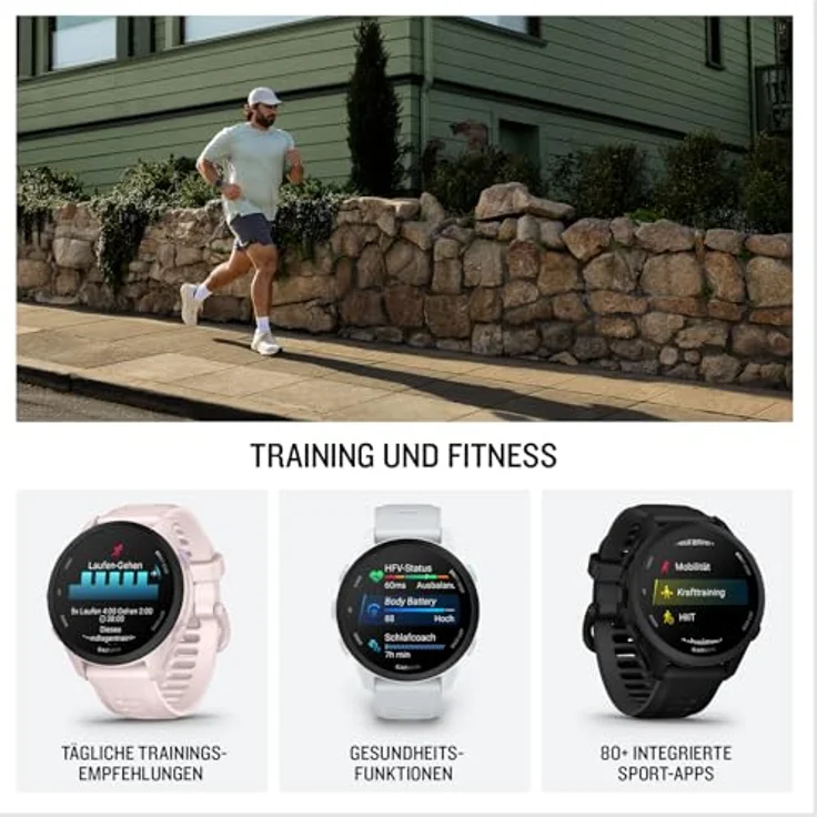 Garmin Forerunner 70, GPS-Laufuhr mit 20 mm Silikonarmband, AMOLED Touchdisplay, Fitness- und Gesundheitsfunktionen – Bild 4