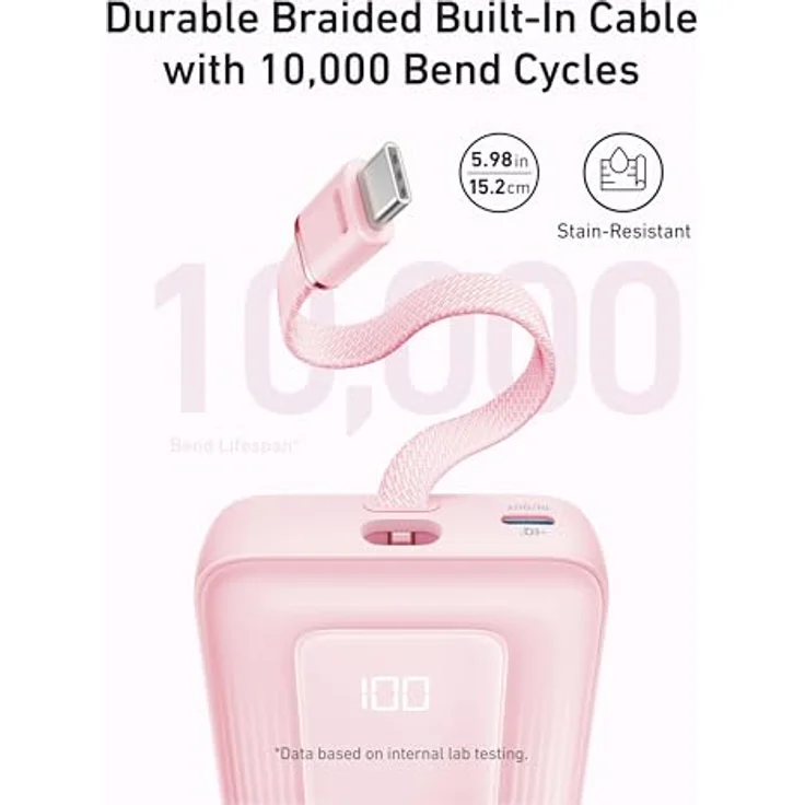 Anker Power Bank, Powerbank 20000mAh 30W mit integriertem USB-C Kabel, Schnellladefunktion, ActiveShield 2.0-Technologie - Schwarz – Bild 4