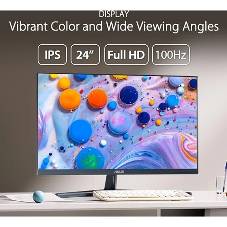 ASUS Eye Care VU249CFE-B - 24 Zoll Full HD Monitor - 100 Hz, 1ms MPRT, AdaptiveSync, GreenProduct - IPS Panel, Vesa 75x75, 16:9, 1920x1080, HDMI, USB-C mit 15W PD, ergonomisch, Sanftes Blau – Bild 2