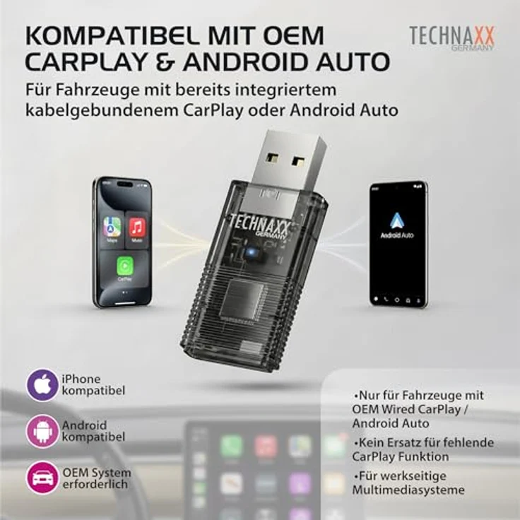 Technaxx TX-346, USB-Dongle für Car Play & Android Auto, schwarz – Bild 5
