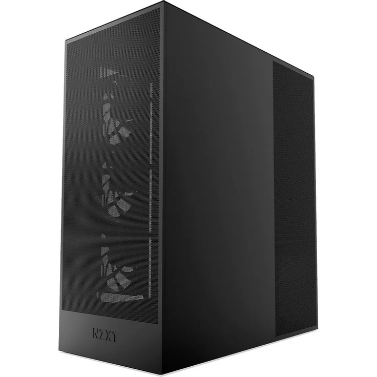 NZXT PC-Gehäuse H7 Flow (2024), vertikales GPU-Kühlungssystem, 3 frontmontierte 120-mm-Lüfter, schwarz – Bild 1