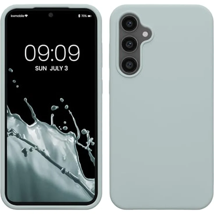 kwmobile Samsung Galaxy S23 FE Hülle - Silikon Handy Case - Weiche Oberfläche - Kabelloses Laden - Cool Mint – Bild 1