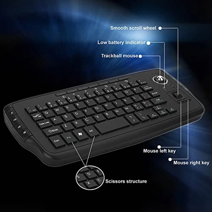Docooler E30 2,4 GHz Wireless Keyboard mit Trackball Maus Scrollrad Fernbedienung für Android TV BOX Smart TV PC Notebook – Bild 8