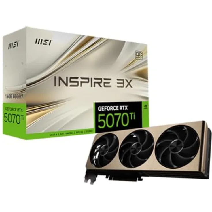 MSI Gaming RTX 5070 TI 16G Inspire 3X OC Grafikkarte, 16GB GDDR7, 256-Bit, 2497MHz, DisplayPort 3x 2.1a, HDMI 2.1b, NVIDIA Blackwell Architecture