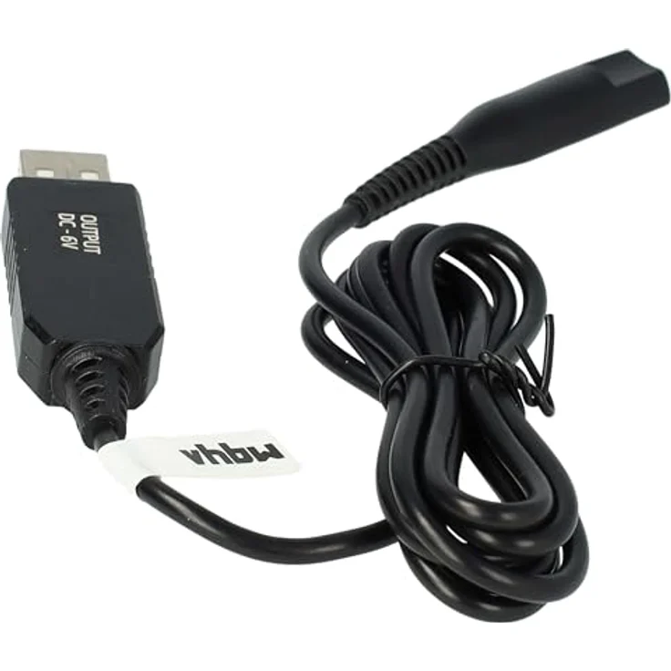 vhbw Ladekabel für Braun CruZer 6 BT5010, BT5090, BT5070, BT5050 - 13,2 cm Netzkabel mit USB-A Stecker, schwarz – Bild 2