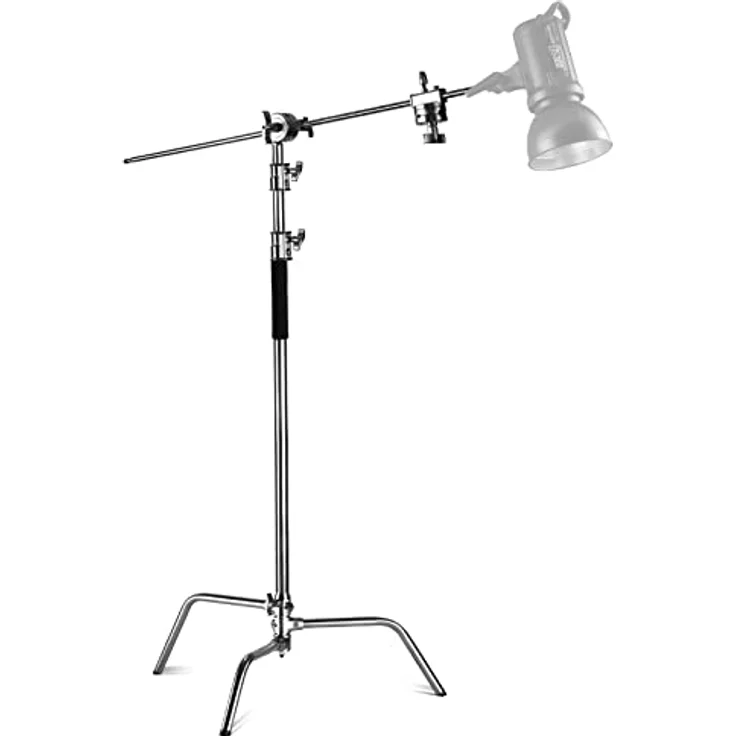 Neewer Pro 100% Metall Max Höhe 10ft / 305cm verstellbarem Reflektor Ständer mit 4 Fuß / 120cm Halter Arm und 2 Griff Kopf für Fotografie Studio-Video-Reflektor, Monolight und andere Ausrüstung – Bild 2