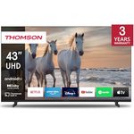 Thomson 43 Zoll (109 cm) UHD Fernseher Smart Android TV (WLAN, HDR, Triple Tuner DVB-C/S2/T2, Sprachsteuerung, Netflix, YouTube, Prime Video, Disney+) – 43UA5S13-2023