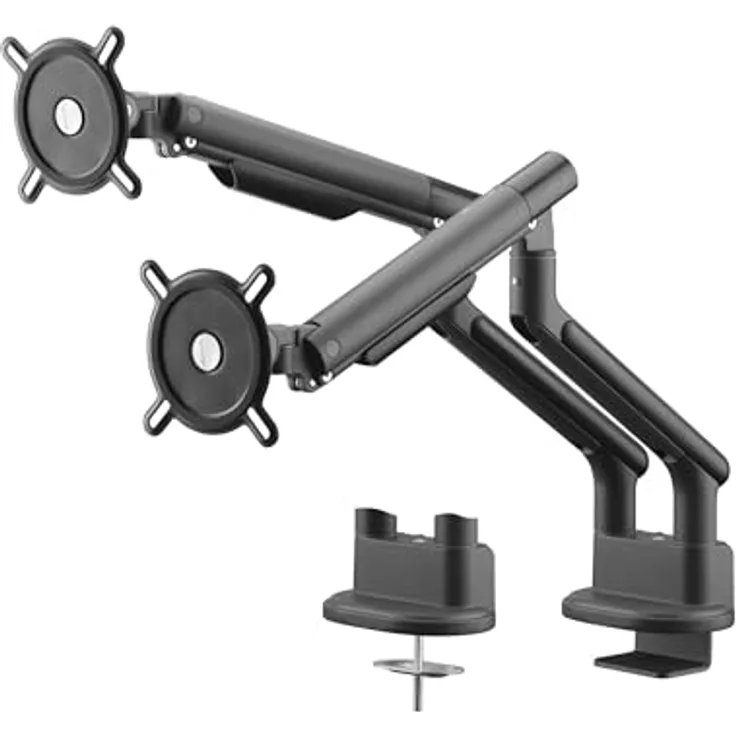 One For All Design Dual Monitor-Tischhalterung für 2 Monitore, 33cm (13") - 81,3cm (32"), Schwarz, ergonomisch höhenverstellbar