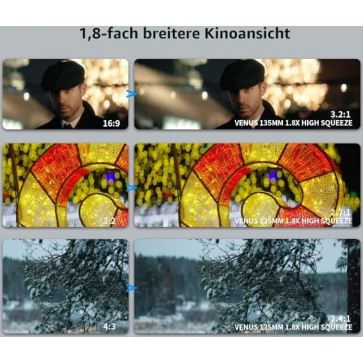 SIRUI Anamorphot Venus 135 mm T2.9 1,8X Vollformat Cine-Objektiv für Sony E-Mount, 16 Elemente in 11 Gruppen, manueller Fokus, ideales Teleobjektiv für Porträts und Landschaften – Bild 3