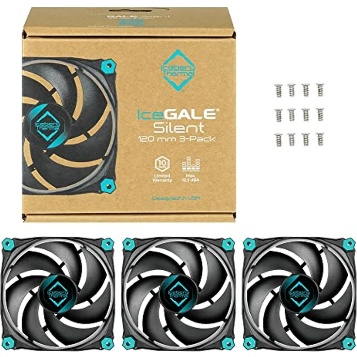 Iceberg Thermal IceGALE Silent 120mm Gehäuselüfter optimierter Airflow 3er-Pack, Schwarz - Preisvergleich – Bild 4