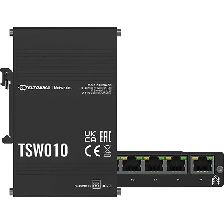 Teltonika TSW010 DIN Rain Switch 5 x RJ45 ports 10/100 Mbps (TSW010000000)