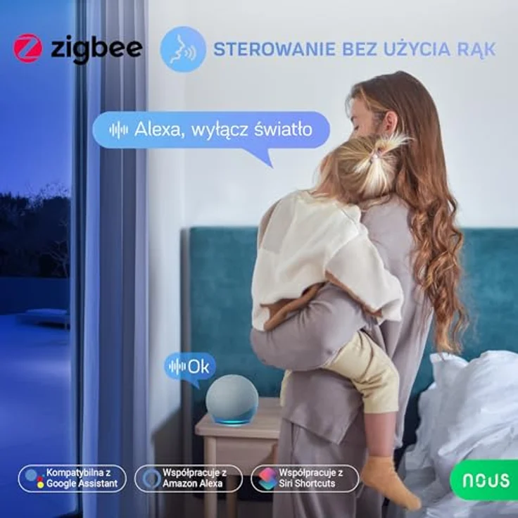 NOUS A11Z Smart Steckdosenleiste, 3-Fach ZigBee Power Strip mit 16A, Energieüberwachung, 1.8m Kabel, App-Steuerung, kompatibel mit Alexa und Home Assistant – Bild 5