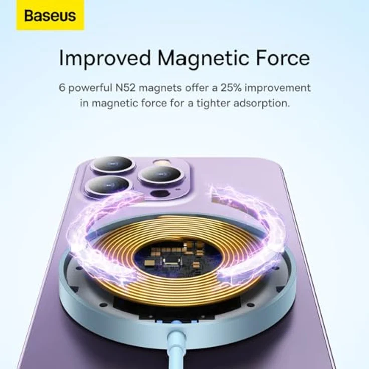 Baseus Simple Mini3 Magnetic Wireless Charger 15W Galaxy Blue (15 W), Wireless Charger, Blau – Bild 4