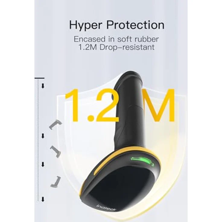 Inateck BCST-21 Black, Barcodescanner für 1D-Barcodes mit Bluetooth-Konnektivität, 100 m Reichweite, 2000 mAh Akku, schwarz – Bild 4