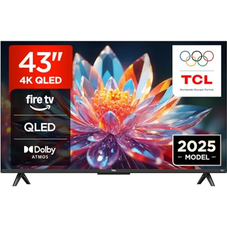 TCL 43T6C, 43 Zoll QLED Fire TV 4K UHD Smart TV mit Dolby Vision, Atmos, Alexa und Triple-Tuner