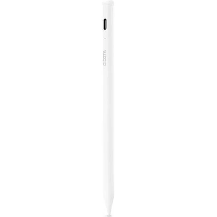 DICOTA Apple Stylus Active für iPad, aktiver Eingabestift in Weiß, Aluminiumlegierung, bis zu 9 Stunden Betriebszeit, inkl. USB-C Kabel und Ersatzdünntip