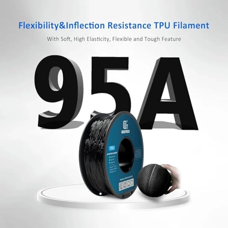 GEEETECH TPU Filament 1,75 mm, 2 kg Spule für 3D Drucker, schwarz – Bild 3
