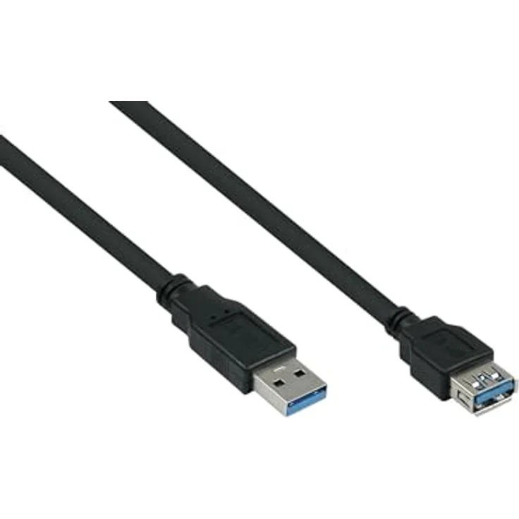 Kabelmeister USB 3.0 Verlängerungskabel A Stecker - A Buchse, 5 Gbit/s, 2m, schwarz – Bild 1