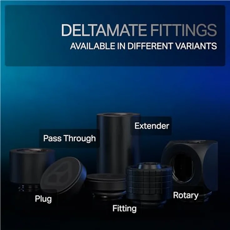 Thermal Grizzly DeltaMate Fitting HT16, 16 mm Black, 6-Pack, Hochwertige Messingkonstruktion mit mattschwarzem Chrom-Finish – Bild 4