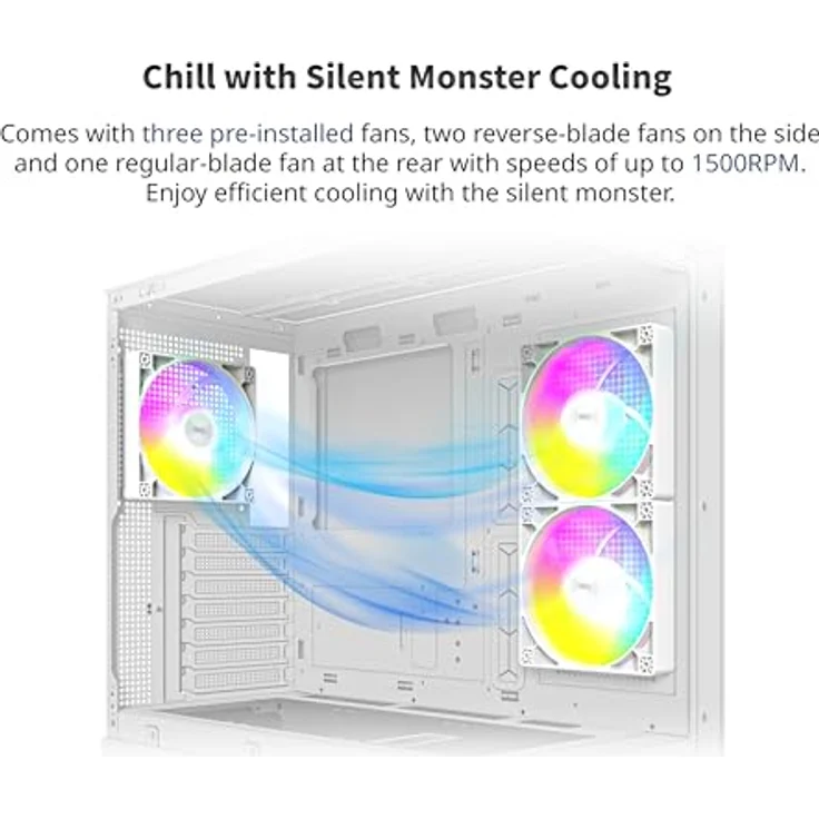 Montech XR Midi-Tower, Tempered Glass - weiß, PC-Gehäuse mit gutem Airflow, für Mainboards bis ATX, Radiatoren bis 360 mm möglich, drei 120-mm-PWM-ARGB-Lüfter vorinstalliert – Bild 6